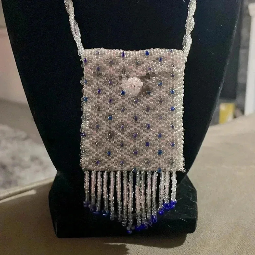 Vintage Native American  glass beaded medicine bag